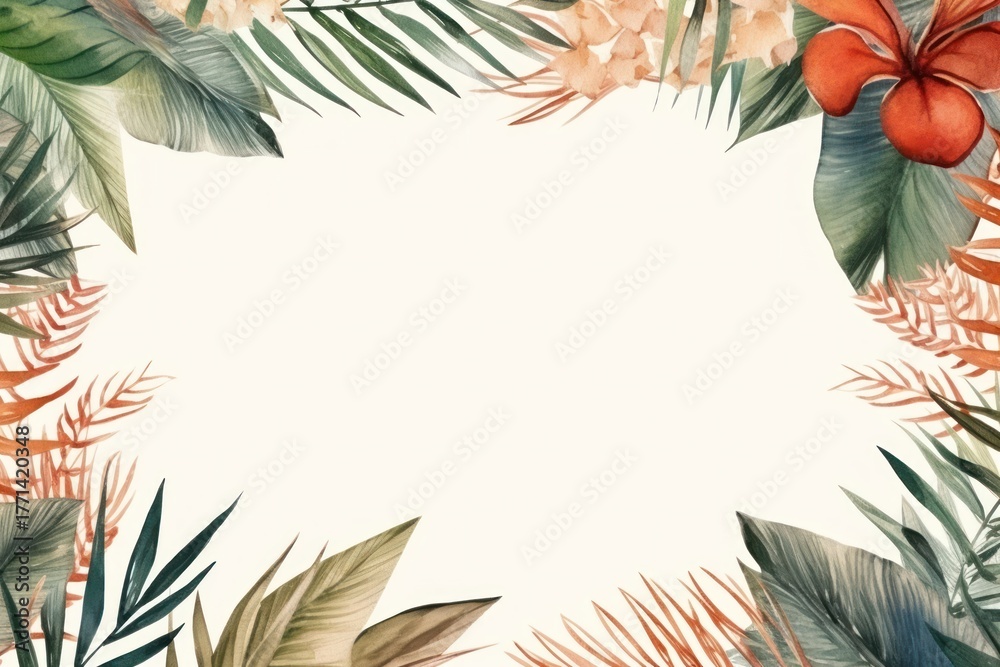Naklejka premium Vintage frame tropical leafs backgrounds outdoors pattern.