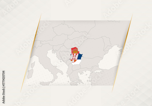 Serbia Country Map Featuring National Flag Colors.