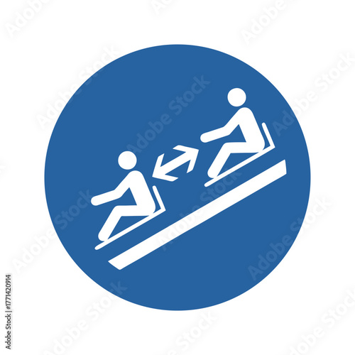 Fototapeta Keep distance between toboggans vector design mandatory safety sign standar ISO