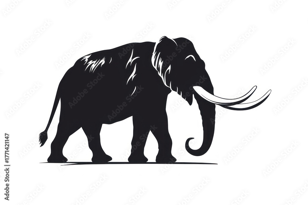 Fototapeta premium Mammoth silhouette clip art elephant wildlife animal.