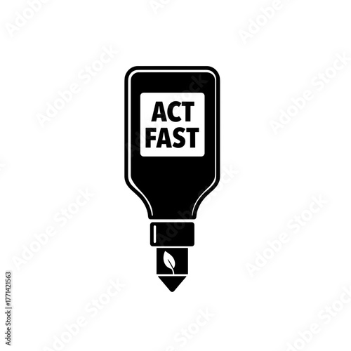 Hot deal marker with "Act Fast" label in black and white design  