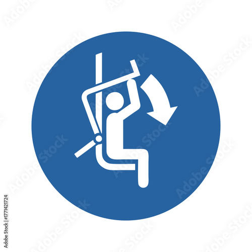 Close safety bar of chairlift vector design mandatory safety sign standar ISO 7010