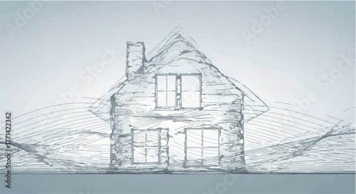 Sketch of a house with flowing lines, symbolizing dreams and aspirations