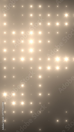 Abstract loop glowing yellow orange disco wall with bright light bulbs abstract background