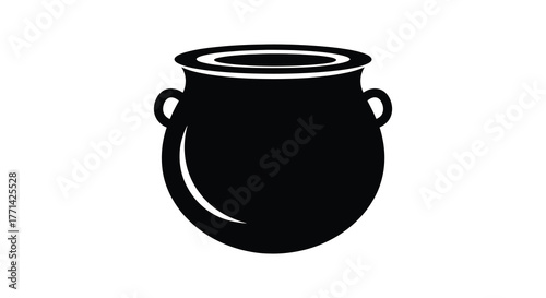 Classic black silhouette of an ancient amphora or vase with two handles on a white background