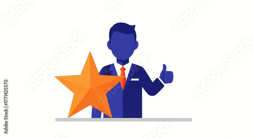 Man in suit with star and thumbs up gesture