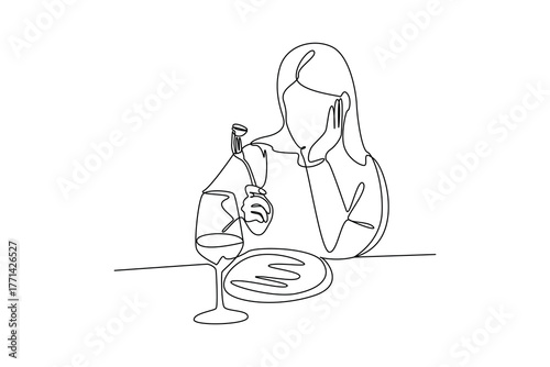 Simple continuous line draw of dinner activity idea. Simple line, creativity, vector.