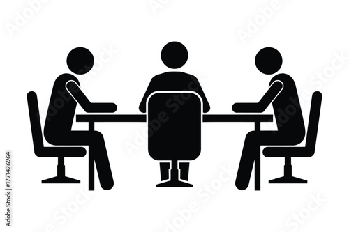 Job Interview Meeting Icon - Business People at Table Vector