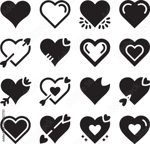 Set of Heart Icons and Symbols