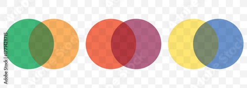 circular venn diagram 2 to 6 stage set, vector illustration isolated on Transparent background. EPS 10.