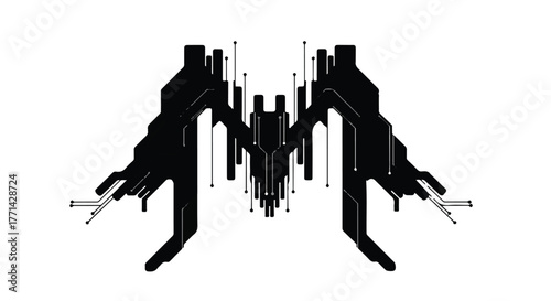 Abstract futuristic geometric design with sharp angles and sleek lines