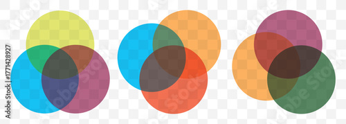 Venn Diagram Illustration For Scrapbook, Flyers, Posters, Web, Greeting Cards, Science, Data Information. Abstract flat background for business card and flyer template, vector illustration. EPS 10.