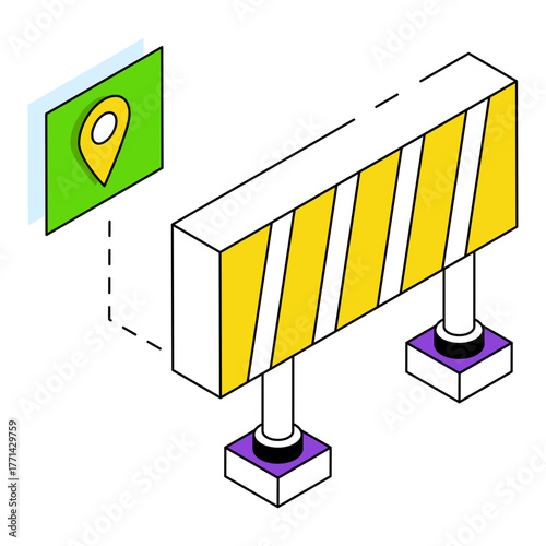 A trendy design icon of roadblock location 