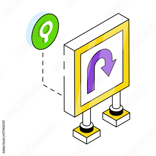 Perfect design icon of turn down roadboard