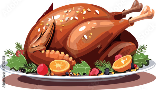 Roast turkey dinner for thanksgiving holiday feast