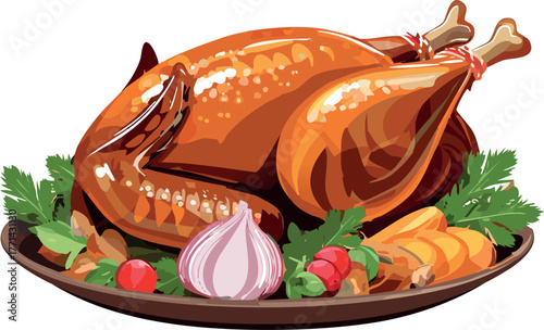 Roasted turkey dinner platter for thanksgiving holiday