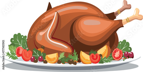 Roast turkey platter ready for thanksgiving dinner