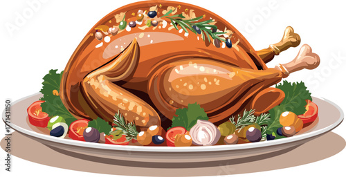 Roasted turkey for thanksgiving holiday dinner celebration