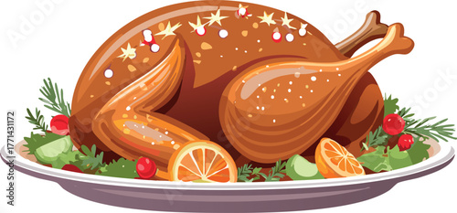 Roasted turkey for holiday dinner celebration