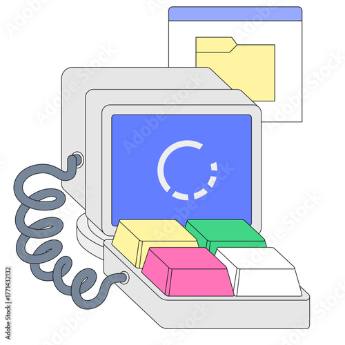 File loading status, Data access in progress, Loading screen with file management overlay
