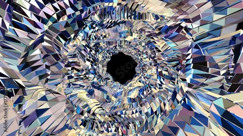 skull and crossbones colourful tunnel. blue and red tunnel	
