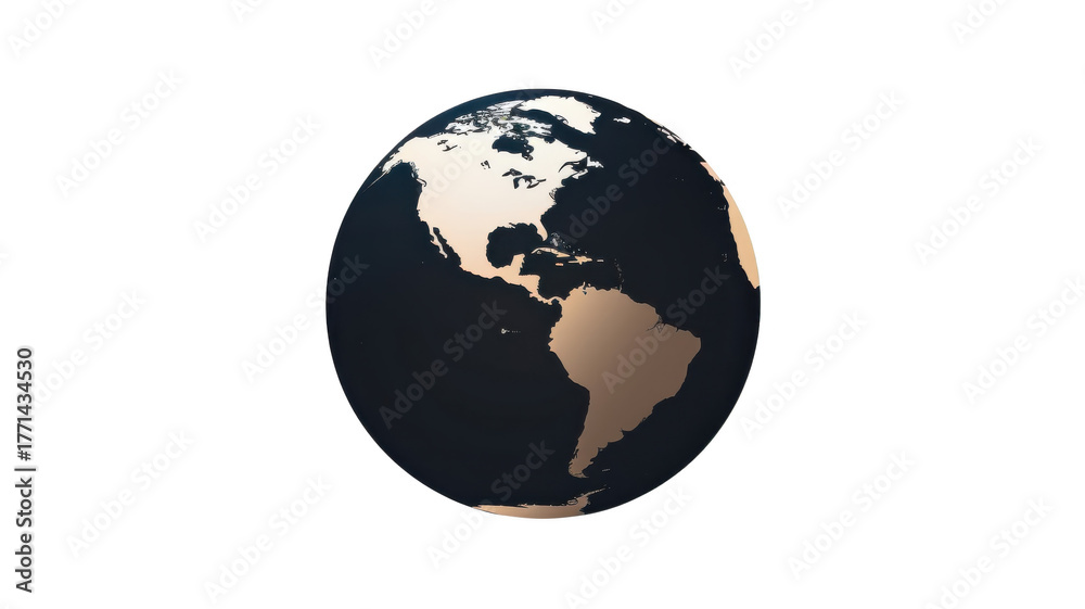 Fototapeta premium Earth globe with continents view on transparent background