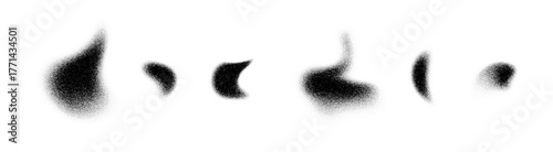 Fluid abstract shapes with grainy gradients and spray textures flow across the background. Halftone dots, paint splashes, and soft shadows give depth and rhythm to this modern vector composition