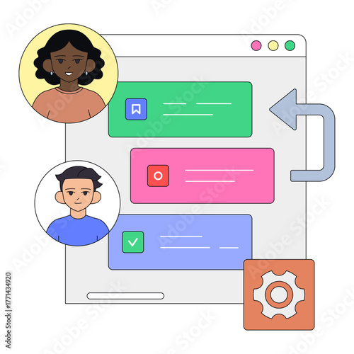 Team backlog management interface, Task organization for team planning, User-assigned item queue in project workflow