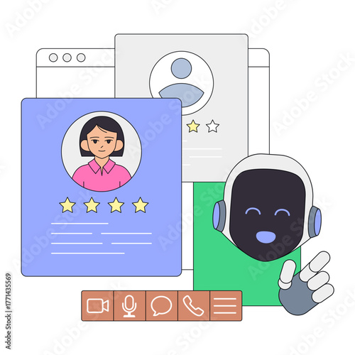 Ai assistant conducting candidate evaluation, automated recruitment and talent review, ai-powered hiring platform