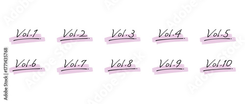 手書きの数字あしらいセット　ボリューム/Vol.　水彩風塗り(グローバルカラーで色変更可能)