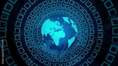 Futuristic Green Digital Interface with Circular HUD Elements