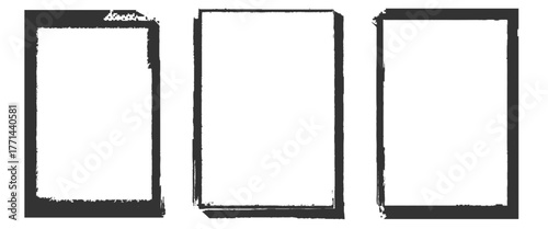 Square design elements from ink brush strokes. . Grunge frames for photo collage, stories and social network media.  abstract frame set. Ink brush strokes mess.