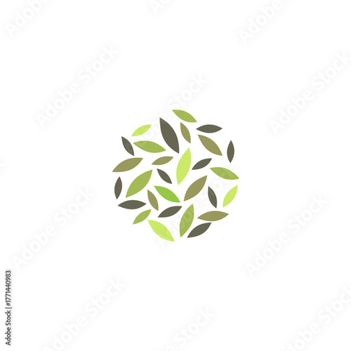 An Evocative Assemblage of Botanical Leaves: A Delicate Circular Composition of Verdant Elements Symbolizing Growth, Wellness, and the Enduring Beauty of Nature, 158 Characters
