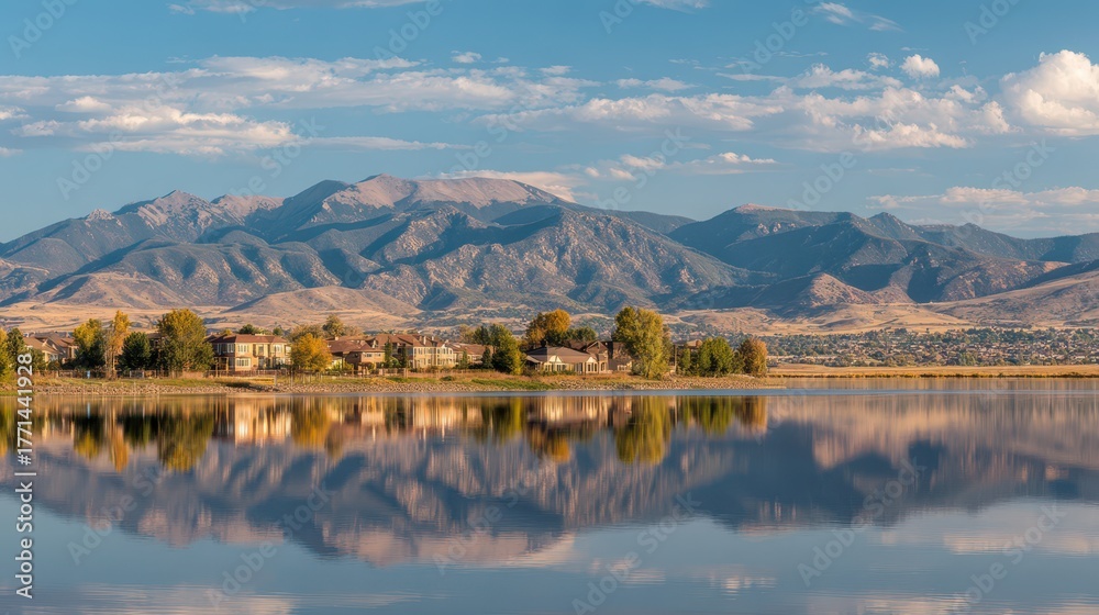 Obraz premium Westminster, CO - Standley Lake. Scenic Day Landscape of Colorado Desert Town