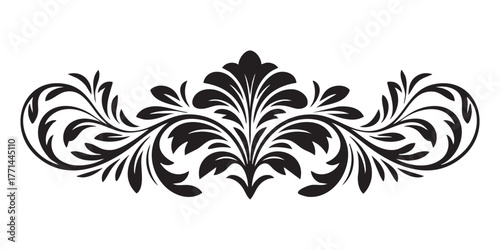 Decorative floral ornament isolated on white background