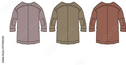 Three Long-Sleeved Shirts with Elbow Patches Fashion Design