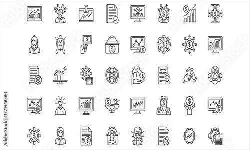 Finance and Investment Stock Market Icons for Business Growth