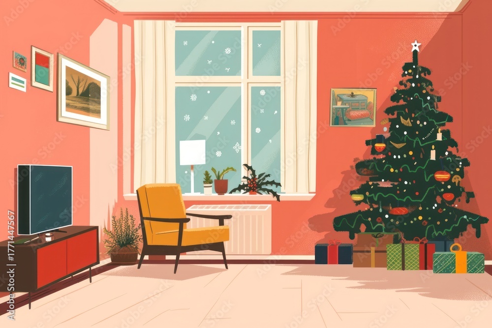 Naklejka premium Chirstmas room architecture furniture christmas.