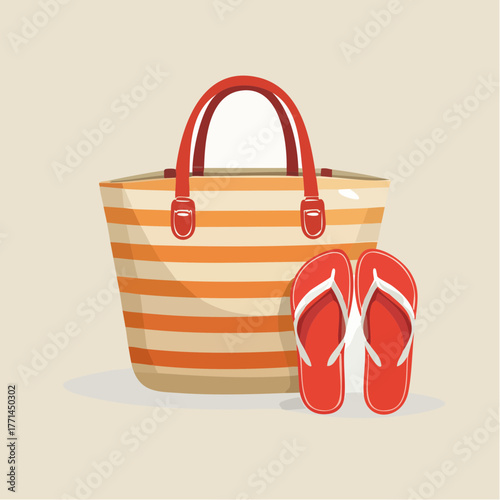 Sandales et sac de plage stylisés isolés symbole Californie