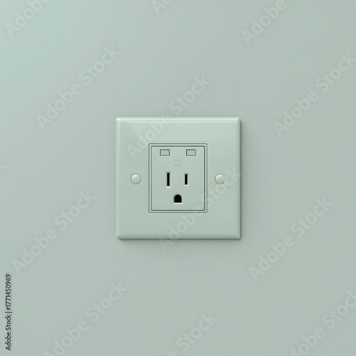 Soft Green Electrical Outlet on White Wall