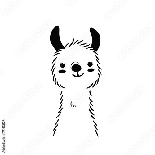 llama. llama simple black and white line art vector logo
