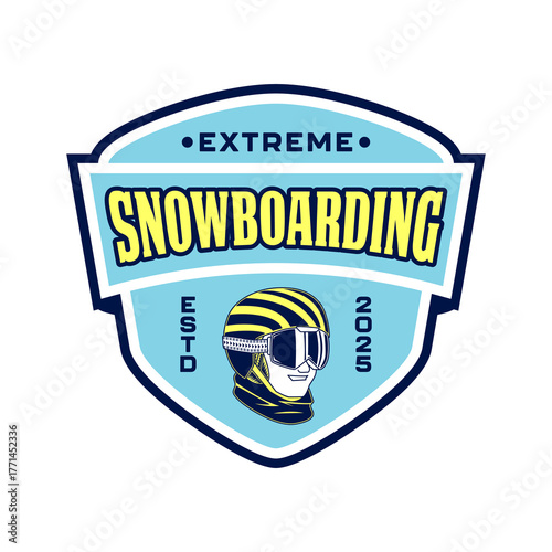 Snowboarding extreme winter sport logo emblem vector design