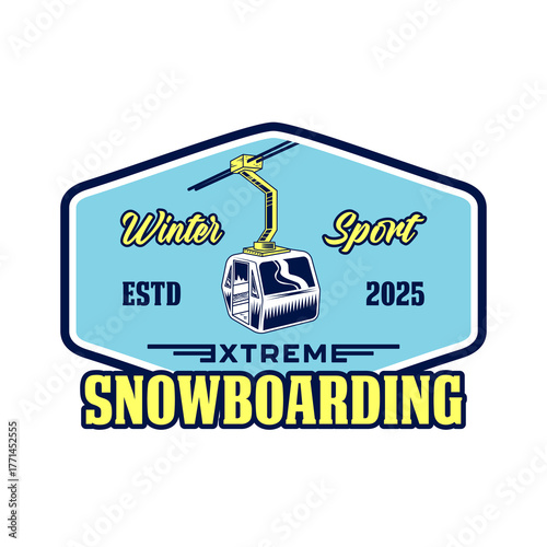 Snowboarding extreme winter sport logo emblem vector design