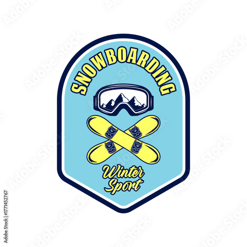 Snowboarding extreme winter sport logo emblem vector design