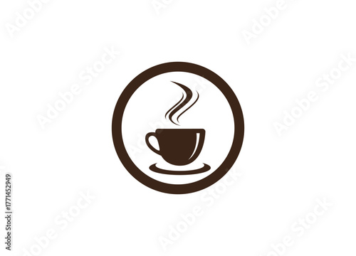 Coffee Cup Logo, Circle Cafe, Drink Beverage Icon Vector Design