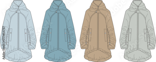 Fashionable outerwear illustrations A collection of stylish winter coats for various aesthetics