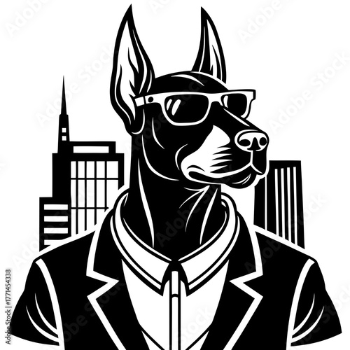 Wallpaper Mural Stylish Guard Dog with Sunglasses Vector Illustration Torontodigital.ca