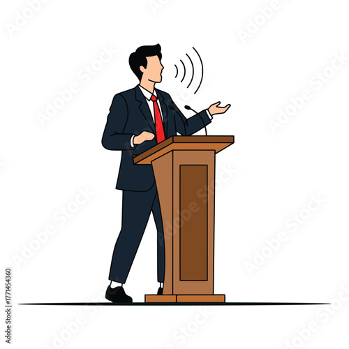 Public Speaking Power: Leader at Podium Delivering Impactful Speech