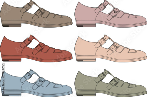 Collection of Dress Shoes in Various Colors and Styles Fashionable Footwear