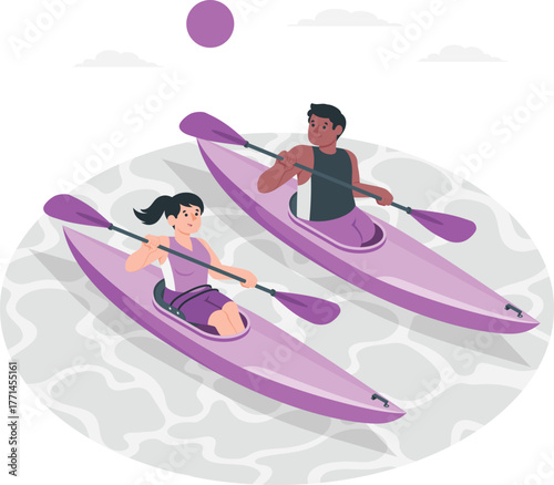 Couple kayaking on water amico canoe